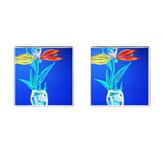 Dscf1451 - Birds If Paradise In A Cristal Vase Cufflinks (square) by bestdesignintheworld