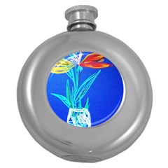 Dscf1451 - Birds If Paradise In A Cristal Vase Round Hip Flask (5 Oz) by bestdesignintheworld