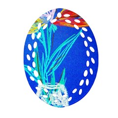 Dscf1451 - Birds If Paradise In A Cristal Vase Oval Filigree Ornament (two Sides) by bestdesignintheworld