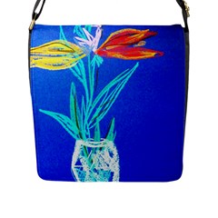 Dscf1451 - Birds If Paradise In A Cristal Vase Flap Messenger Bag (l)  by bestdesignintheworld