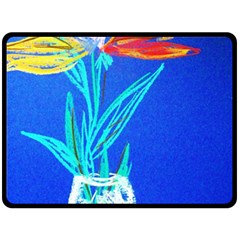 Dscf1451 - Birds If Paradise In A Cristal Vase Double Sided Fleece Blanket (large)  by bestdesignintheworld