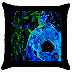 Dscf1604 - lady in blue kimono Throw Pillow Case (Black)