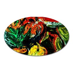 Pumpkins, Lamp And Tiger Lillies Oval Magnet by bestdesignintheworld