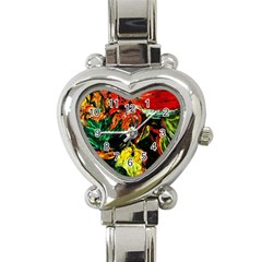 Pumpkins, Lamp And Tiger Lillies Heart Italian Charm Watch by bestdesignintheworld