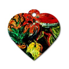 Pumpkins, Lamp And Tiger Lillies Dog Tag Heart (one Side) by bestdesignintheworld