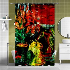 Pumpkins, Lamp And Tiger Lillies Shower Curtain 48  X 72  (small)  by bestdesignintheworld