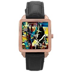 Dance Of Oil Towers 2 Rose Gold Leather Watch  by bestdesignintheworld