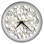 Nature Graphic Motif Pattern Wall Clocks (Silver)  Front