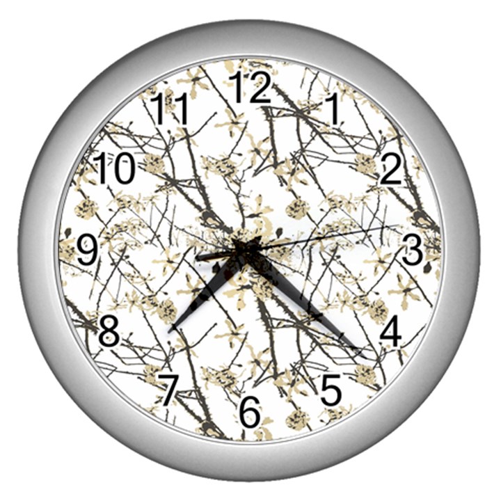 Nature Graphic Motif Pattern Wall Clocks (Silver) 