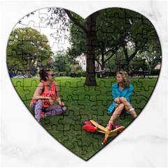 19688418 10155446220129417 1027902896 O - Walking With Daughter And Dog Jigsaw Puzzle (heart) by bestdesignintheworld