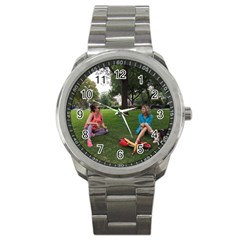 19688418 10155446220129417 1027902896 O - Walking With Daughter And Dog Sport Metal Watch by bestdesignintheworld