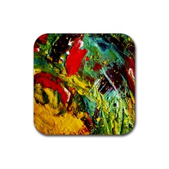 Yellow Chick 7 Rubber Coaster (square)  by bestdesignintheworld