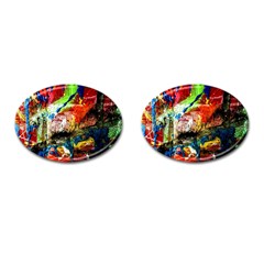 Untitled Red And Blue 3 Cufflinks (oval) by bestdesignintheworld