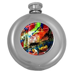 Untitled Red And Blue 3 Round Hip Flask (5 Oz) by bestdesignintheworld