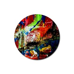 Untitled Red And Blue 3 Rubber Coaster (round)  by bestdesignintheworld