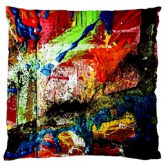 Untitled Red And Blue 3 Large Cushion Case (one Side) by bestdesignintheworld