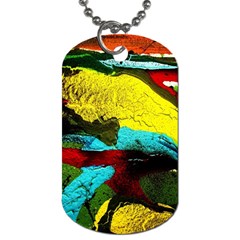 Yellow Dolphins   Blue Lagoon 3 Dog Tag (one Side) by bestdesignintheworld