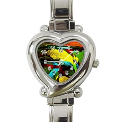 Yellow Dolphins   Blue Lagoon 3 Heart Italian Charm Watch by bestdesignintheworld