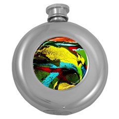 Yellow Dolphins   Blue Lagoon 3 Round Hip Flask (5 Oz) by bestdesignintheworld