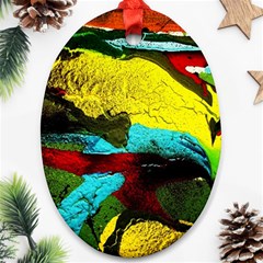 Yellow Dolphins   Blue Lagoon 3 Oval Ornament (two Sides) by bestdesignintheworld