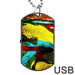 Yellow Dolphins   Blue Lagoon 3 Dog Tag Usb Flash (two Sides) by bestdesignintheworld