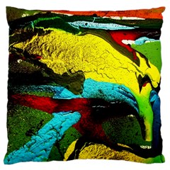 Yellow Dolphins   Blue Lagoon 3 Large Cushion Case (one Side) by bestdesignintheworld