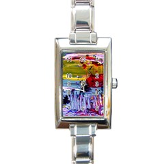 Poppies In An Abandoned Yard 4 Rectangle Italian Charm Watch