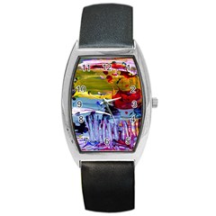 Poppies In An Abandoned Yard 4 Barrel Style Metal Watch by bestdesignintheworld