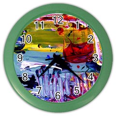 Poppies In An Abandoned Yard 4 Color Wall Clocks