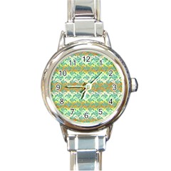 Colorful Tropical Print Pattern Round Italian Charm Watch by dflcprints