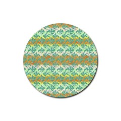 Colorful Tropical Print Pattern Rubber Coaster (round)  by dflcprints