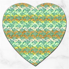 Colorful Tropical Print Pattern Jigsaw Puzzle (heart)