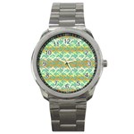 Colorful Tropical Print Pattern Sport Metal Watch Front