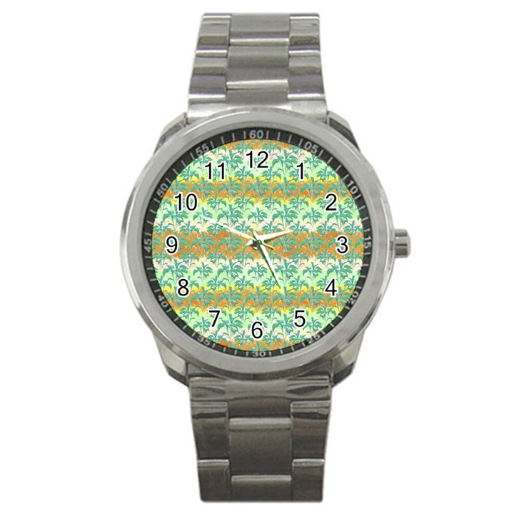 Colorful Tropical Print Pattern Sport Metal Watch