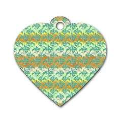 Colorful Tropical Print Pattern Dog Tag Heart (two Sides) by dflcprints