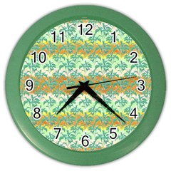 Colorful Tropical Print Pattern Color Wall Clocks by dflcprints