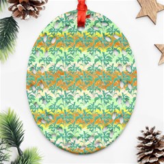 Colorful Tropical Print Pattern Oval Filigree Ornament (two Sides) by dflcprints