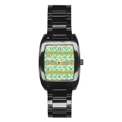 Colorful Tropical Print Pattern Stainless Steel Barrel Watch by dflcprints