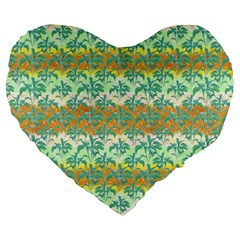 Colorful Tropical Print Pattern Large 19  Premium Flano Heart Shape Cushions by dflcprints