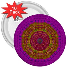 Summer Sun Shine In A Sunshine Mandala 3  Buttons (10 Pack)  by pepitasart