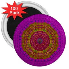 Summer Sun Shine In A Sunshine Mandala 3  Magnets (100 Pack) by pepitasart