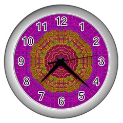 Summer Sun Shine In A Sunshine Mandala Wall Clocks (silver)  by pepitasart