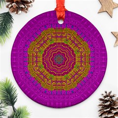 Summer Sun Shine In A Sunshine Mandala Round Ornament (two Sides) by pepitasart