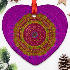 Summer Sun Shine In A Sunshine Mandala Heart Ornament (two Sides) by pepitasart