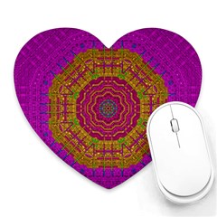 Summer Sun Shine In A Sunshine Mandala Heart Mousepads by pepitasart