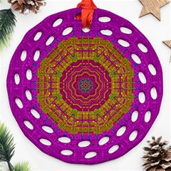 Summer Sun Shine In A Sunshine Mandala Round Filigree Ornament (two Sides) by pepitasart