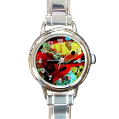 Yellow Dolphins   Blue Lagoon 4 Round Italian Charm Watch by bestdesignintheworld