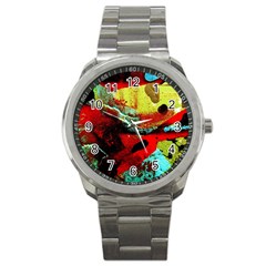 Yellow Dolphins   Blue Lagoon 4 Sport Metal Watch by bestdesignintheworld