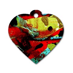 Yellow Dolphins   Blue Lagoon 4 Dog Tag Heart (one Side) by bestdesignintheworld