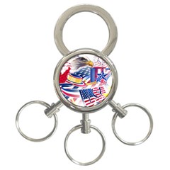 United States Of America Usa  Images Independence Day 3-ring Key Chains by Sapixe